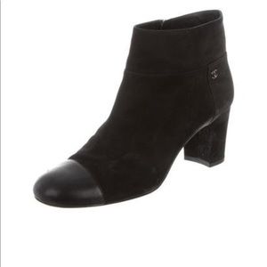 CHANEL NUBUCK CAP-TOE BOOTIES
